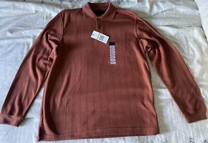 Axist Orange Long Sleeve Collar Shirt Sz S NWT Henley Polo Shirt - Picture 1 of 4