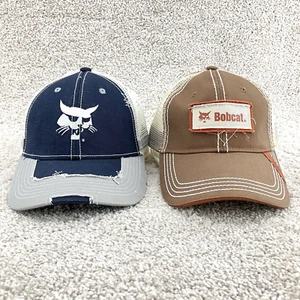 Bobcat Lot of 2 Caps Hats Adult Size Adjustable Strap Back Embroidered Mesh Back - Picture 1 of 12