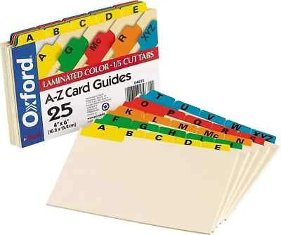 Oxford Index Card Guides with Laminated Tabs Alphabetical A-Z Assorted 04635 - Image 1 of 4