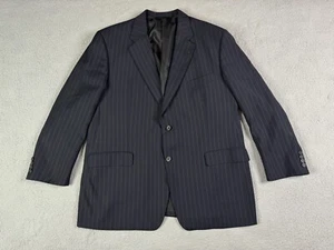 Burberry London Suit Jacket 48 R Navy Blue Wool Striped Italy Luxury Designer - Picture 1 of 17