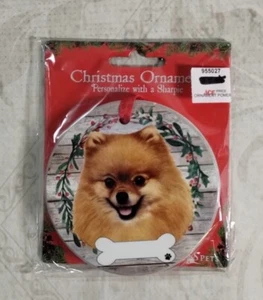 Pomeranian 3 1/2" Ceramic Christmas Ornament by E&S Pets 550-27 - Picture 1 of 2