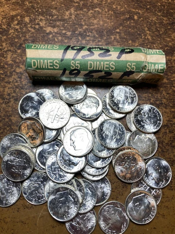 1952-P ROOSEVELT DIME ROLL,  BU! 50 COINS Cover
