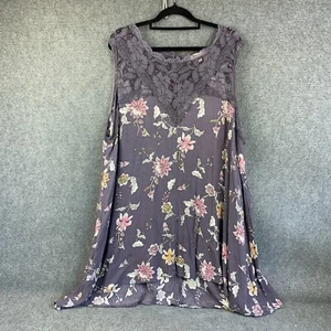 Autograph Tunic Top Womens Plus Size 26 Sleeveless Stretch Floral Lace Bodice - Picture 1 of 10