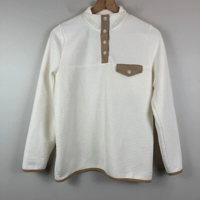 Sudadera J.Crew Para Mujer Pequeña Marfil Tostado Acolchada Snap-T Pullover Exterior Activo Foto 1 de 4