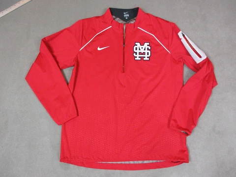 Mississippi State Bulldogs Jacket Mens Large Red Nike Fly Rush 1/4 Zip Pullover Cover