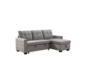 77" Reversible Sectional Sleeper Sofa Bed, L-Shape 2 Seat with Storage - Picture 1 of 12