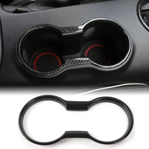 Car Water Cup Holder Frame Trim Cover for Ford Mustang 2015-2019 Carbon Fiber - Picture 1 of 7