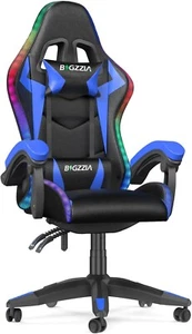 RGB Gaming Chair with LED Lights & Ergonomic Computer Chair Reclining Blue - Picture 1 of 7