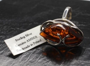 Genuine Baltic Amber Sterling 925 Ring Midwest Amber Handmade in Poland 1.25 in - Picture 1 of 9