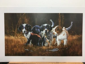 Impresión artística limitada firmada por Phillip Crowe Dropouts perros de caza cachorros - Imagen 1 de 1