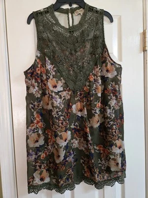 Top túnica sin mangas de encaje vintage de América de Nine West para mujer talla XL Foto 1 de 4