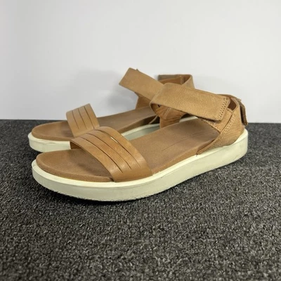 Ecco Flowt 凉鞋女式 41 休闲露趾可调节露背棕色皮革 — 第 1/4 张图片