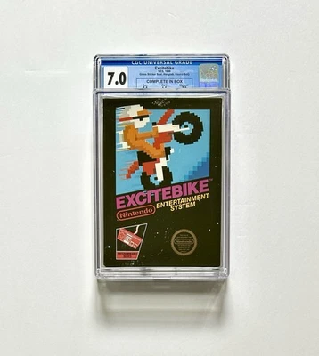 Excitebike 1986 – NES CIB Graded 7.0 - 5-Screw, Gloss Sticker Seal, Hangtab - Image 1 of 4