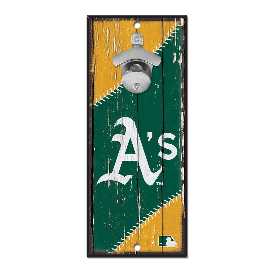 Oakland Athletics Sign Wood 5x11 Bottle Opener - Image 1 of 1