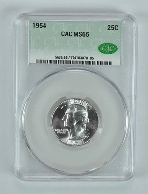 1954 Washington Quarter MS65 CAC CACg - Image 1 of 4