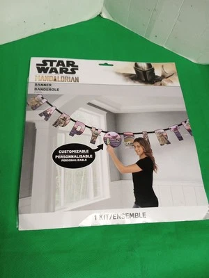Banner de feliz cumpleaños Star Wars The Mandalorian Party  Foto 1 de 4