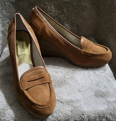 Michael Kors Rory Loafer Walnut Suede Leather, Ladies Size 6 - Image 1 of 4