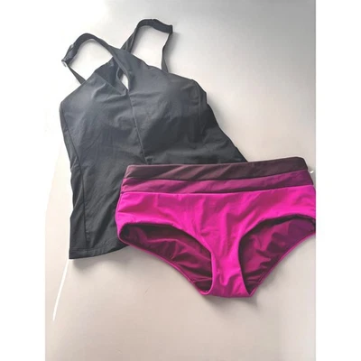 Athleta Black Tankini Swim Top & Pink Bikini Bottoms Set Women's M NWOT - Image 1 of 4