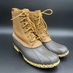 L.L. Bean Bean Duck Boots Tumbled Leather Lace-Up 8"H Women's Sz 11 USA - Picture 1 of 9