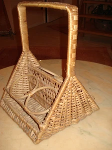 Flaschenträger/ Bierträger 4 Flaschen Weidenkorb Getränketräger geflochten top - Bild 1 von 6