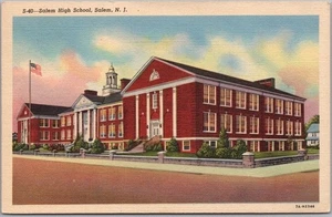 Salem, New Jersey Postkarte "SALEM HIGH SCHOOL" Curteich Leinen 1948 gestempelt - Bild 1 von 2