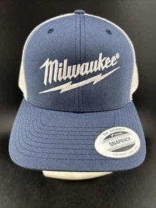 Milwaukee Logo Blue/White Trucker Hat Adjustable - Picture 1 of 8