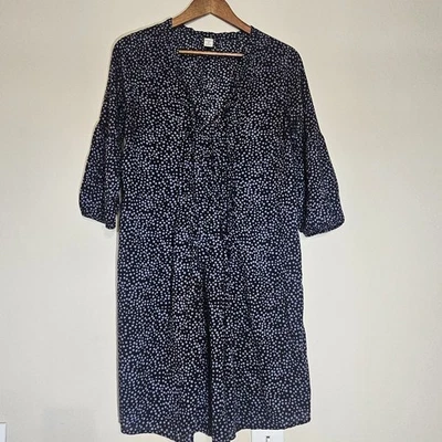 Старый темно-платье женщин маленький черный серый горошек плиссированные спереди удобный зимний - Изображение 1 из 4