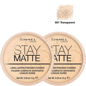 RIMMEL London Stay Matte Pressed Face Powder 14g - 001 Transparent *PACK OF 2* - Picture 1 of 5