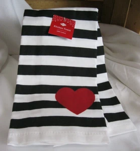 VALENTINE Heart Towel BLACK WHITE RED Kitchen Bathroom Simple & ADORABLE NWT - Picture 1 of 4