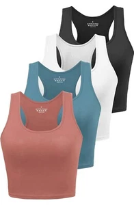 Cotton Workout Crop Tank Top for Women Racerback Yoga Tank Tops Size S - Picture 1 of 4