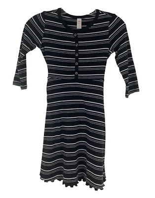 Vestido Justice Girls blanco y negro a rayas línea A con dobladillo con volantes, talla 8 Foto 1 de 4