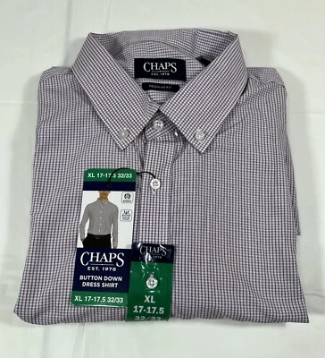 Chaps Regular Fit Button-Down Dress Shirt, Red, Men's XL 17-17.5 32/33 NEW - Image 1 of 4