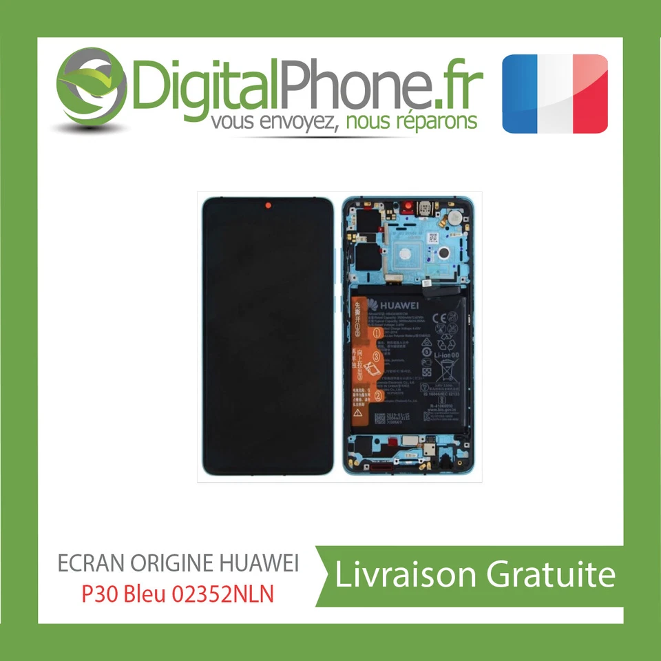 Ecran LCD Complet ORIGINE Huawei P30 AURORA BLUE (02352NLN) - TVA RECUPERABLE - - Photo 1/1