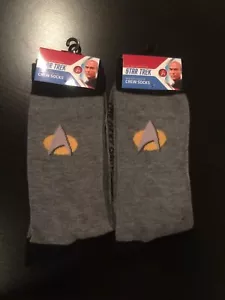 NEW 2 Pair NWT STAR TREK Logo Crew Socks Men's Size 10-13 Sci-Fi, Trekkie, Gift - Picture 1 of 5