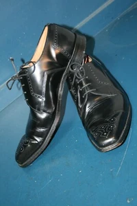 Vtg Joseph Cheaney Ewan hand made black brogue pointed shoes leather 9 revival - Picture 1 of 17