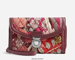 NWT Vera Bradley Bohemian Blooms Ultimate Wristlet Wallet Floral Pink Claret $54 - Picture 1 of 8
