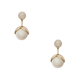 NWT Kate Spade New York Pretty Pearly Earrings Ear Jackets Front Back Gold-tone - Picture 1 of 4