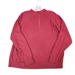 Vintage Red knit Sweater Quarter Zip Pullover Long Sleeve XL USA Made - Picture 1 of 7