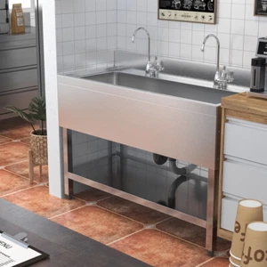 Stainless Steel Sink Commercial Kitchen Prep Storage Shelf Large Bowl Basin - Picture 1 of 12