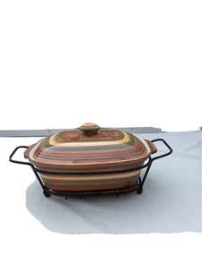 Temp-Tations San Mauro Ceramic Covered Casserole with rack and trivet. Ovenware. - Picture 1 of 12