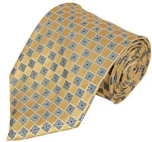 Corbata tejida de mezcla de seda con rejilla floral de oro pálido y acero para hombre - Imagen 1 de 1