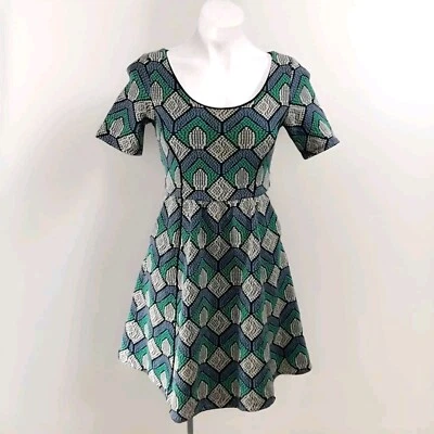 HD in Paris Anthropologie Textured Knit Hollyhock Print Fit And Flare Dress XS - Image 1 of 4