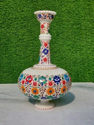 Floreros hechos a mano con incrustaciones de mármol arte exclusivo coleccionable regalo de Navidad Foto 1 de 4