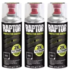 3 x UPOL Raptor NEGRO revestimiento de cama de camión 2K aerosol 400 ml revestimiento protector barcos - Imagen 1 de 5