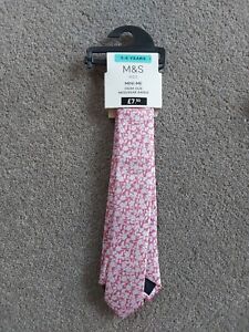 Fab BNWT Boys M&S Pink/White Floral Tie Age 5- 6 years