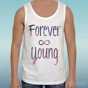 CANOTTA T-SHIRT " FOREVER YOUNG " CANOTTIERA IDEA REGALO ROAD TO HAPPINESS - Foto 1 di 1