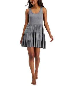 Jenni Women's Sleeveless Tiered Chemise Nightgown, Gray Heather, Large - Picture 1 of 1