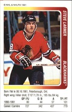 1991-92 (BLACKHAWKS) Panini Stickers #8 Steve Larmer