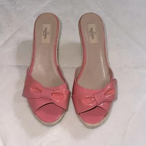 Pre-owned Valentino Garavani Patent Leather Espadrilles In Pink - Picture 1 of 12