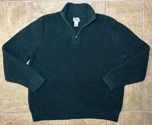 Suéter LL Bean Tejido Para Hombres XL REG Verde 1/4 Cremallera Algodón Orgánico ItemID 508120 - Imagen 1 de 9